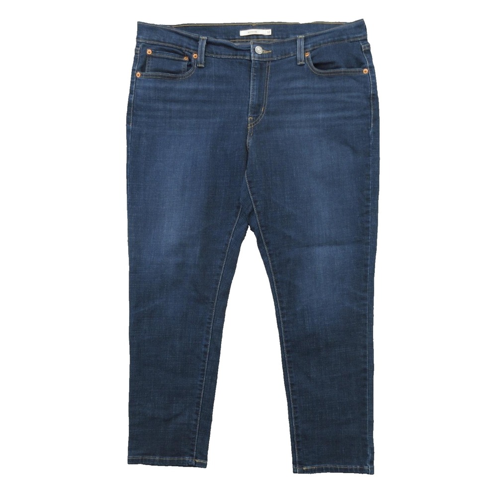 Levis Boyfriend Jeans Womens 32 Blue Dark Wash Stretch Denim Slim Fit Pants